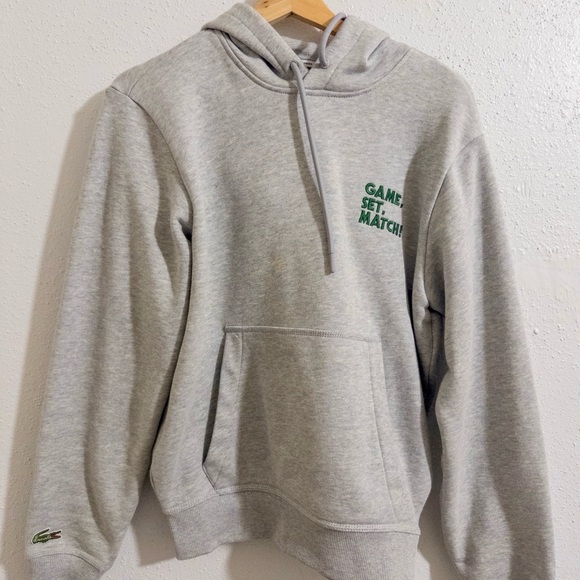 Lacoste Tops - Lacoste Gray “Game, Set, Match” Unisex Hoodie. Women’s Small.